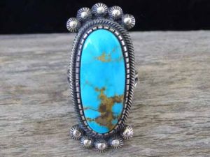 Leon Martinez Kingman Turquoise Ring size 8 3/4