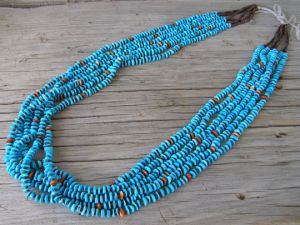 Irene Lovato Six Strand Kingman Turquoise & Spiny Oyster Necklace