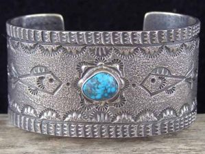 Monty Claw Red Mountain Turquoise Sandcast Bracelet size 7 1/4"