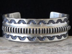 Jerald Tahe Deep-Stamped Sterling Bracelet size 6 5/8"